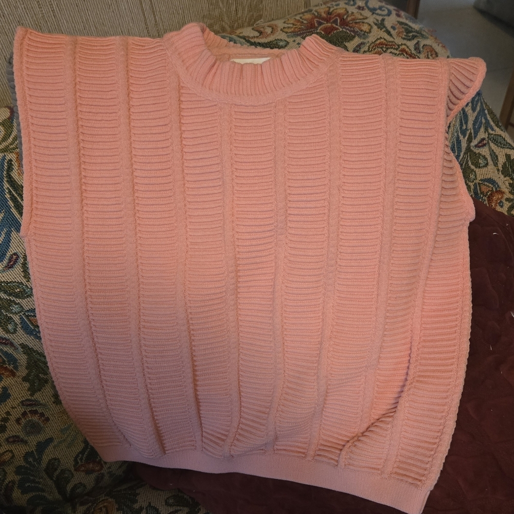 Pink Ribbed Knit Women's Top